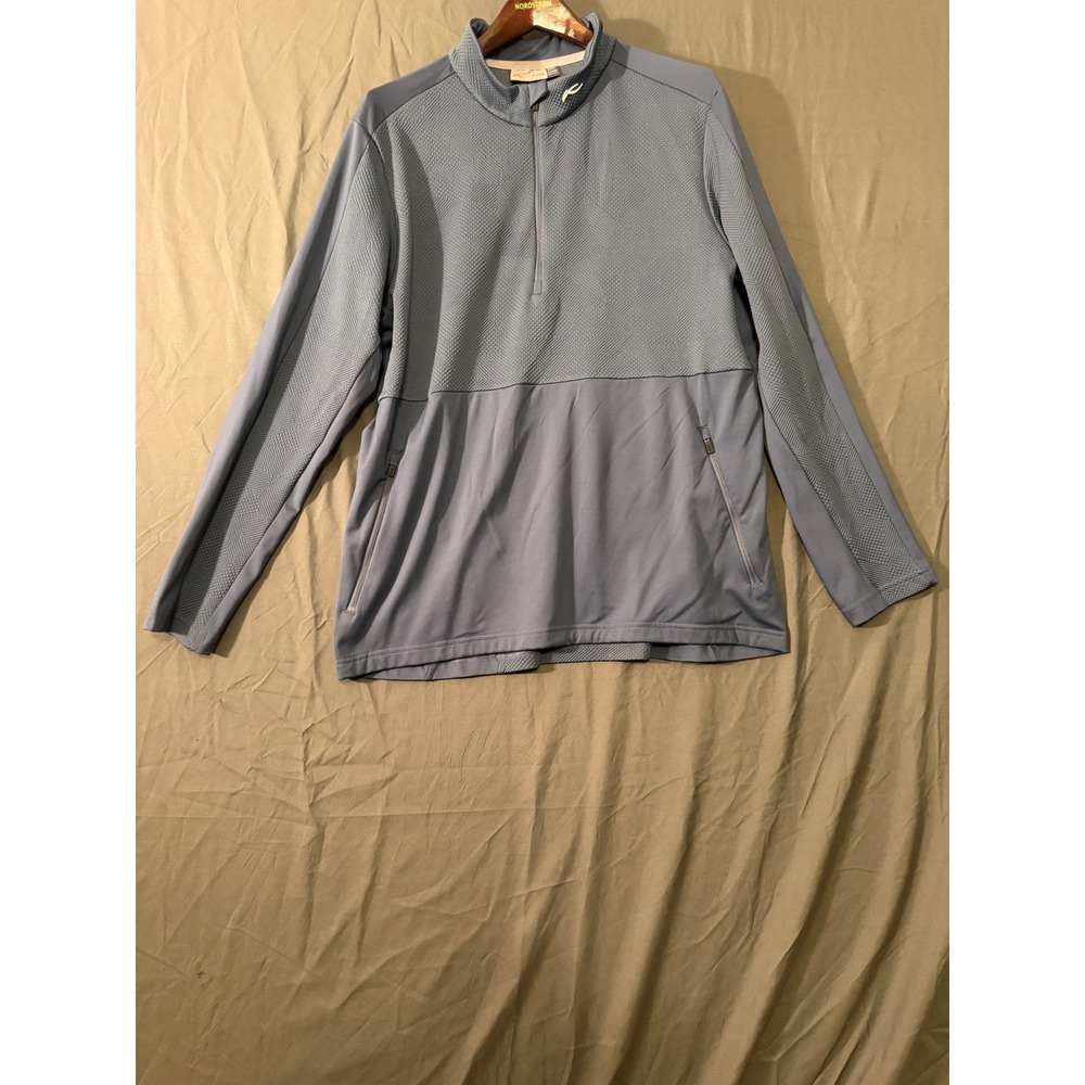 KJUS Mens 2XL Blue Grey Quarter Zip Pullover Mixed Media Comfort Fit Golf Top